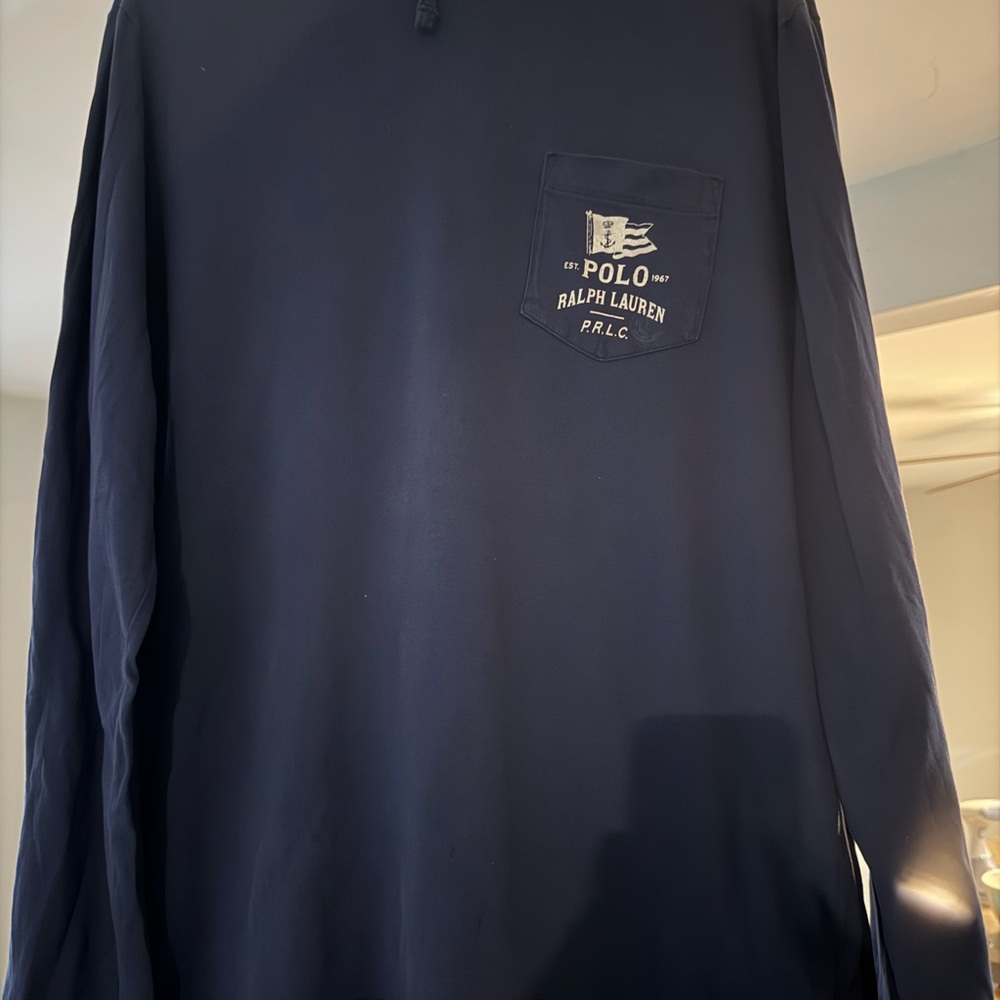 Ralph Lauren Men's Dark Blue Long Sleeve Hoodie. Size: MEDIUM